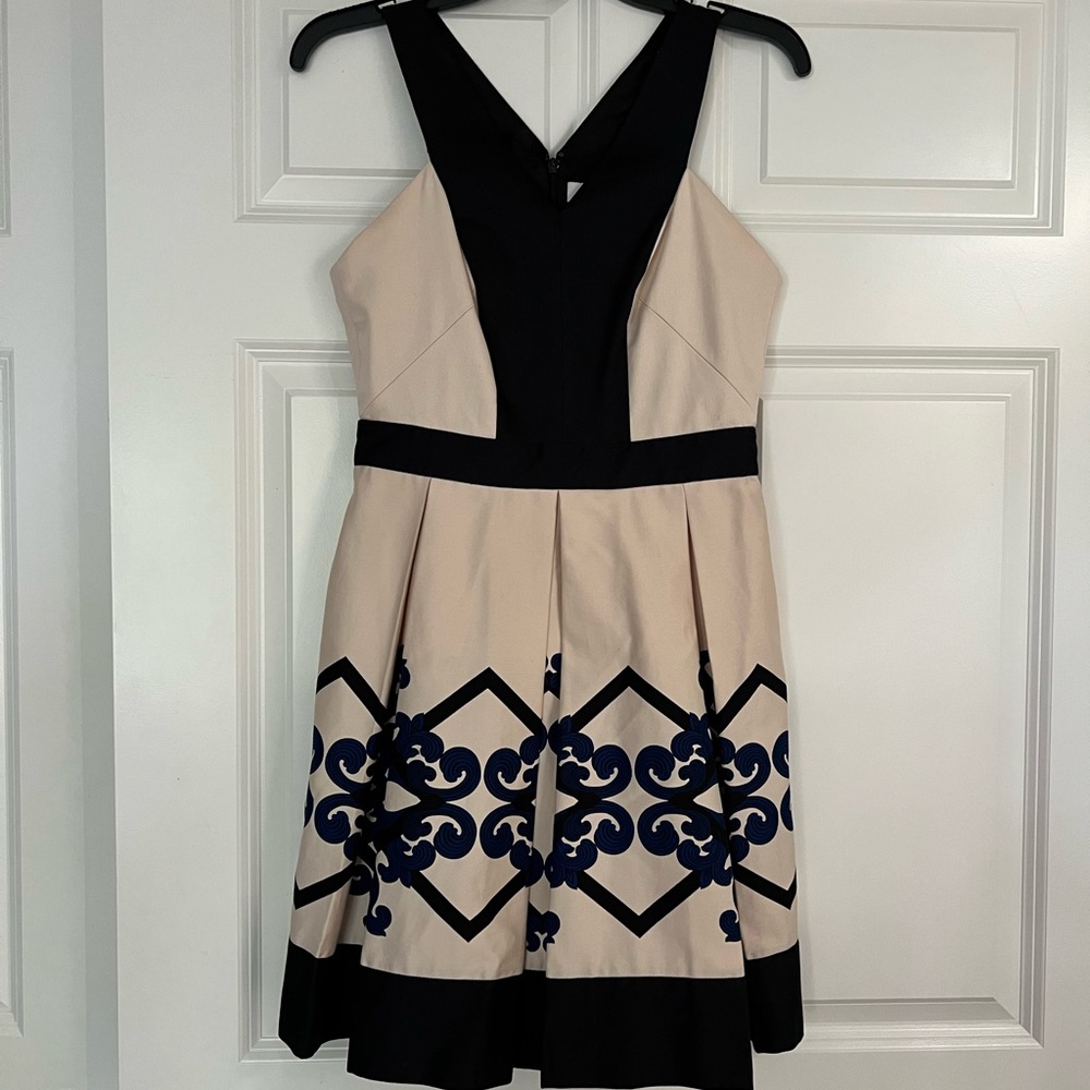 Robert Rodriguez Racerback Cut Out Cocktail Dress in Gold, Black, Blue, Size 6